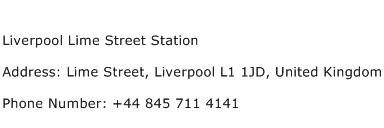 Liverpool Lime Street Station Address Contact Number
