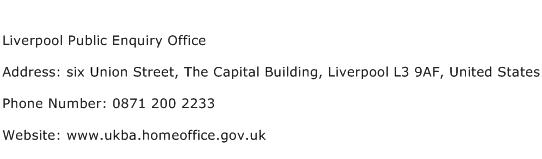 Liverpool Public Enquiry Office Address Contact Number