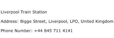 Liverpool Train Station Address Contact Number