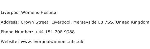 Liverpool Womens Hospital Address Contact Number