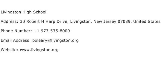 Livingston High School Address Contact Number
