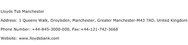 Lloyds Tsb Manchester Address Contact Number