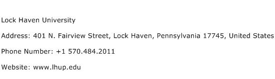 Lock Haven University Address Contact Number