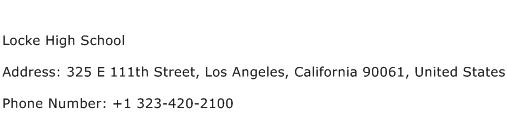 Locke High School Address Contact Number