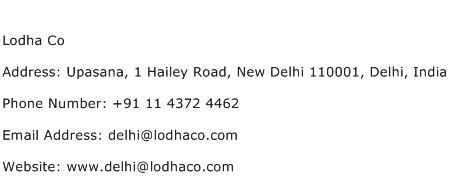 Lodha Co Address Contact Number