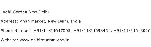 Lodhi Garden New Delhi Address Contact Number