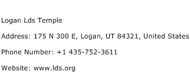 Logan Lds Temple Address Contact Number