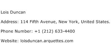 Lois Duncan Address Contact Number