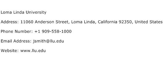 Loma Linda University Address Contact Number