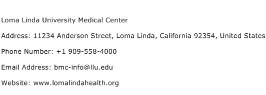 Loma Linda University Medical Center Address Contact Number