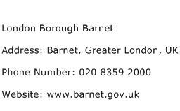 London Borough Barnet Address Contact Number