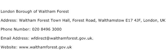 London Borough of Waltham Forest Address Contact Number