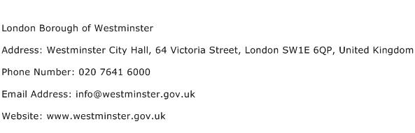 London Borough of Westminster Address Contact Number