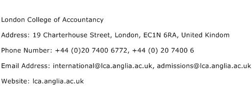 London College of Accountancy Address Contact Number