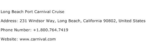 Long Beach Port Carnival Cruise Address Contact Number