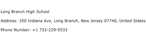 Long Branch High School Address Contact Number