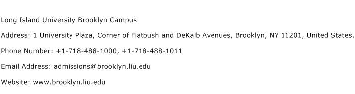 Long Island University Brooklyn Campus Address Contact Number