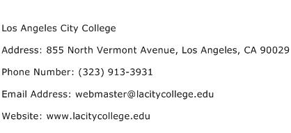 Los Angeles City College Address Contact Number