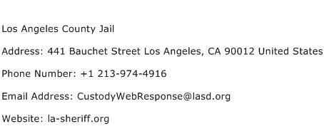 Los Angeles County Jail Address Contact Number