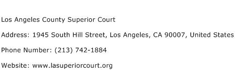 Los Angeles County Superior Court Address Contact Number