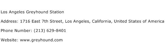 Los Angeles Greyhound Station Address Contact Number