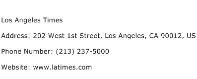 Los Angeles Times Address Contact Number