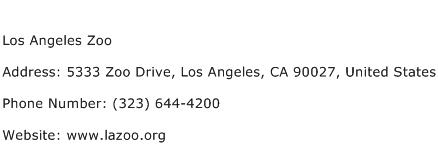 Los Angeles Zoo Address Contact Number