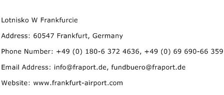 Lotnisko W Frankfurcie Address Contact Number