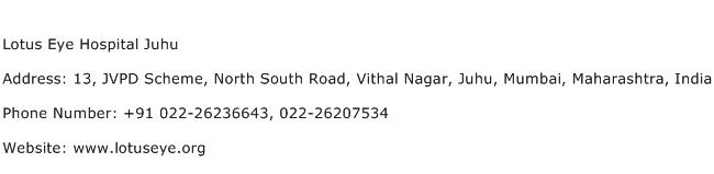 Lotus Eye Hospital Juhu Address Contact Number