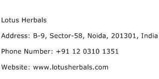Lotus Herbals Address Contact Number