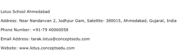 Lotus School Ahmedabad Address Contact Number