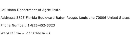 Louisiana Department of Agriculture Address Contact Number