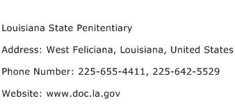 Louisiana State Penitentiary Address Contact Number