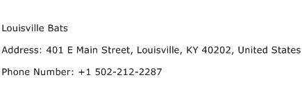 Louisville Bats Address Contact Number