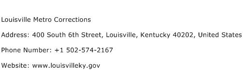 Louisville Metro Corrections Address Contact Number