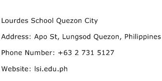 Lourdes School Quezon City Address Contact Number