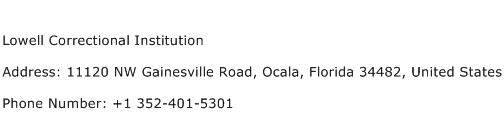 Lowell Correctional Institution Address Contact Number
