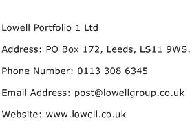 Lowell Portfolio 1 Ltd Address Contact Number