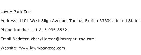 Lowry Park Zoo Address Contact Number