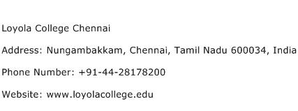 Loyola College Chennai Address Contact Number