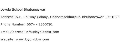 Loyola School Bhubaneswar Address Contact Number