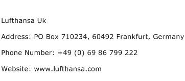 Lufthansa Uk Address, Contact Number of Lufthansa Uk