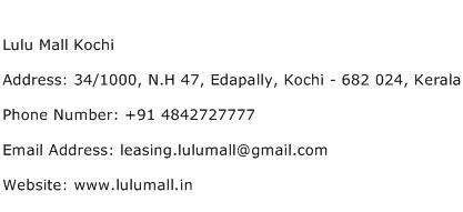Lulu Mall Kochi Address Contact Number