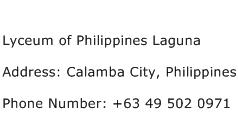Lyceum of Philippines Laguna Address Contact Number