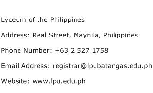 Lyceum of the Philippines Address Contact Number