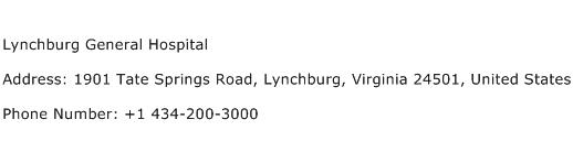 Lynchburg General Hospital Address Contact Number