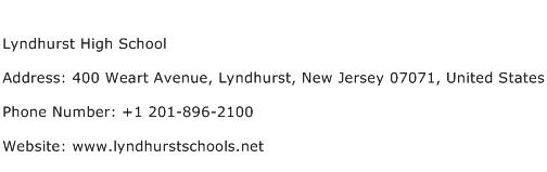 Lyndhurst High School Address Contact Number