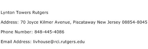 Lynton Towers Rutgers Address Contact Number