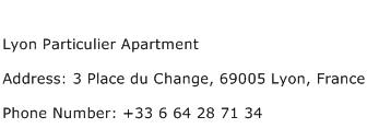 Lyon Particulier Apartment Address Contact Number