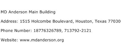 MD Anderson Main Building Address Contact Number